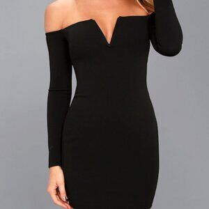NWT Lulus Over The Swoon Black Off-the-shoulder Bodycon Dress - Size M